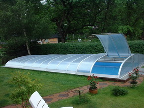 Schwimmbadüberdachung Mini-Mobil Doppelseiteneinstieg